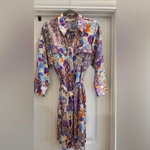 Multiple color satin wrap dress